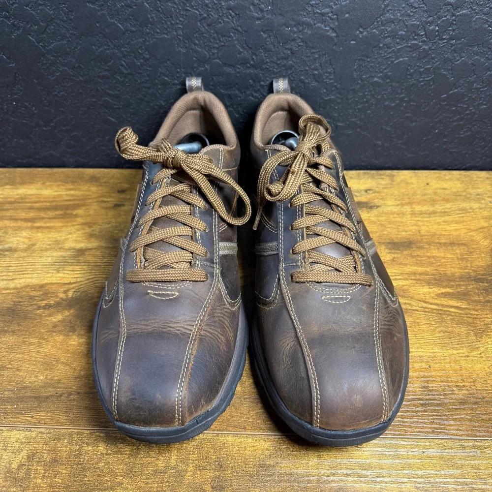 Skechers‎ Relaxed Fit 64224 Brown Leather Oxford Shoes Mens Size 12